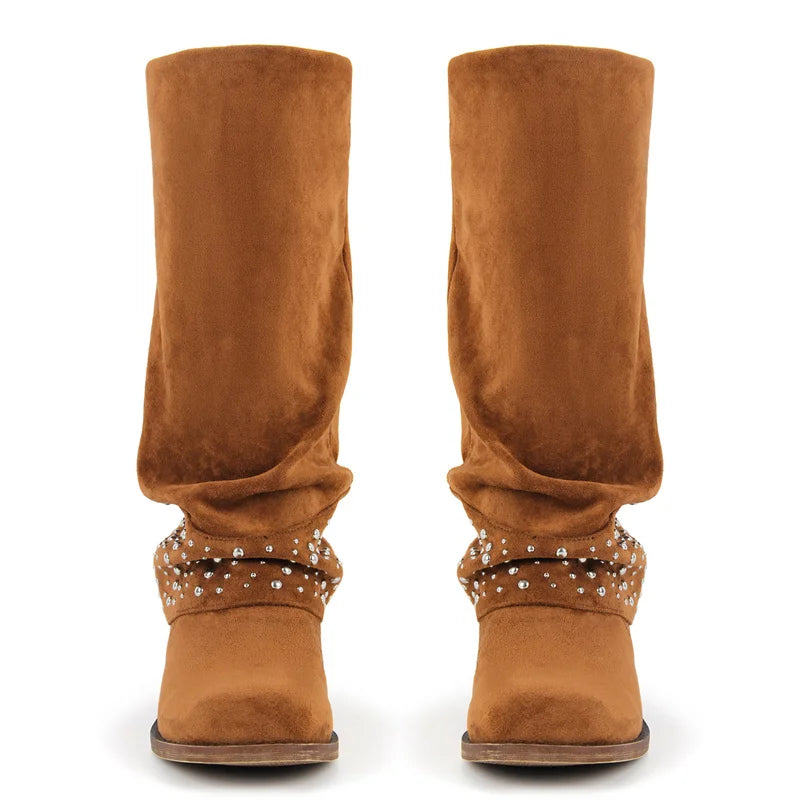 Slouch & Sparkle Studded Boots – Slay-Back Drag Cowgirl Boots