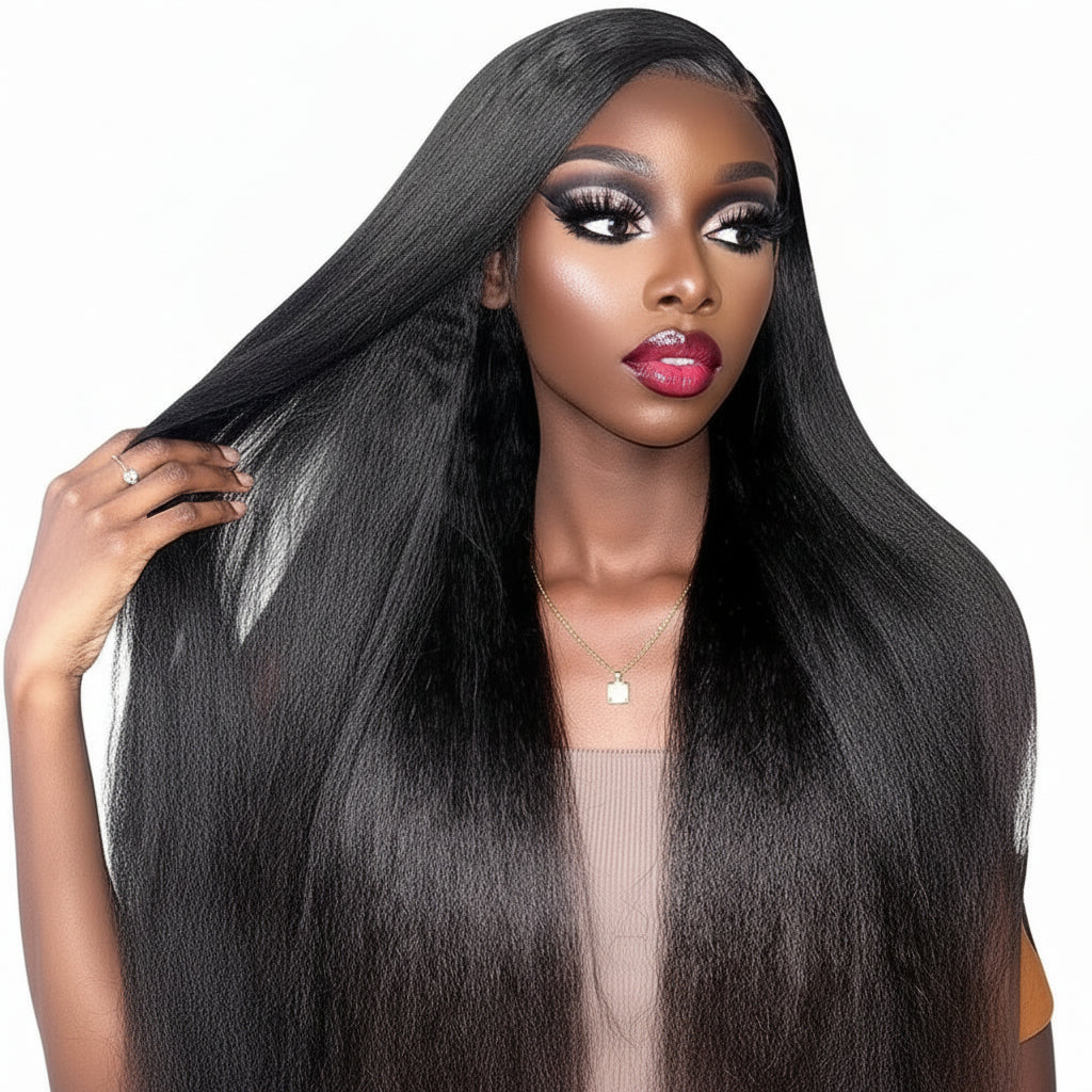 "Straight But Make It Fierce" Kinky Straight Human Hair Half Wig – Glueless, 3-in-1 Install