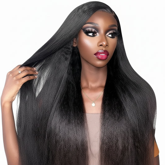 "Straight But Make It Fierce" Kinky Straight Human Hair Half Wig – Glueless, 3-in-1 Install