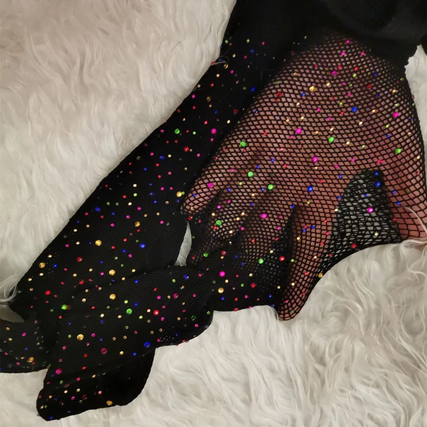 Shiny Rhinestone Fishnet Stockings – Sparkly Drag & Performance Pantyhose