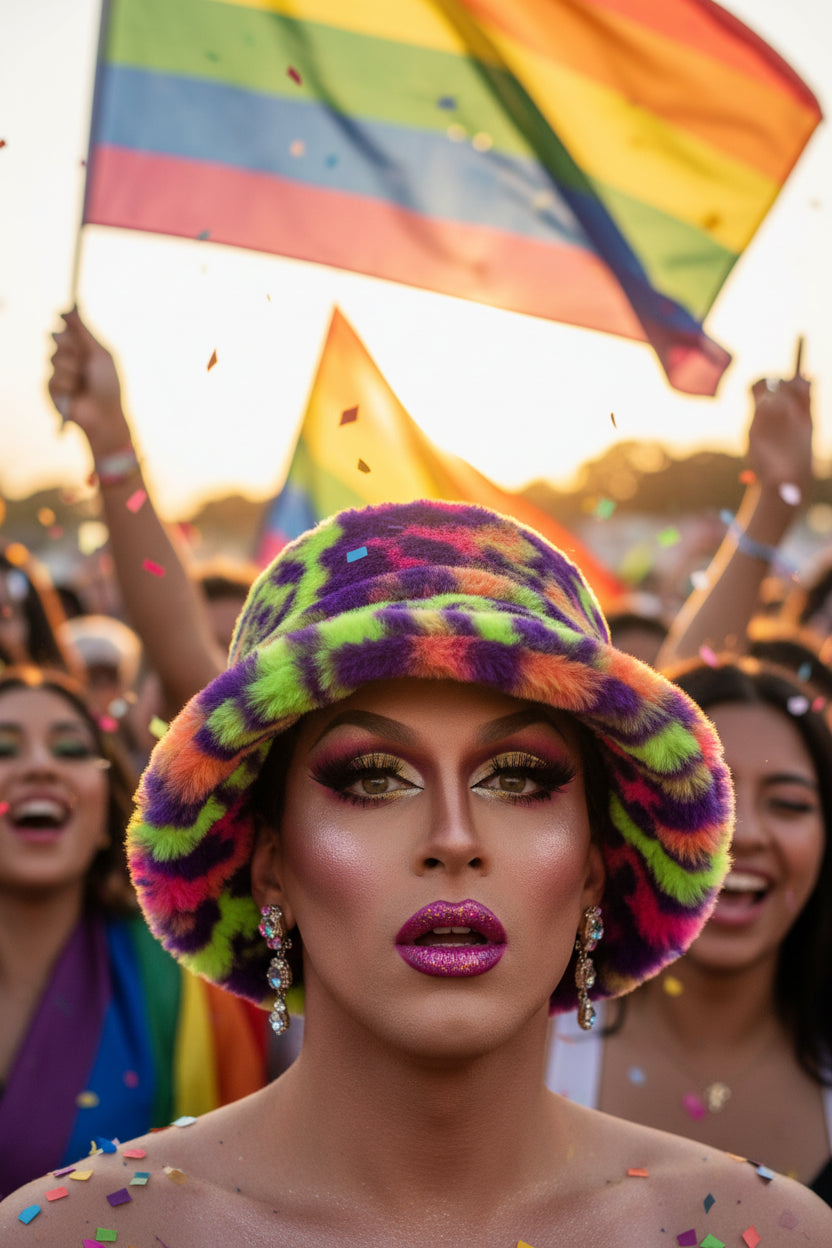 Bold Faux Fur Bucket Hat | Neon, Multi & Rainbow | Pride, Drag & Festival | One Size (58–60cm)