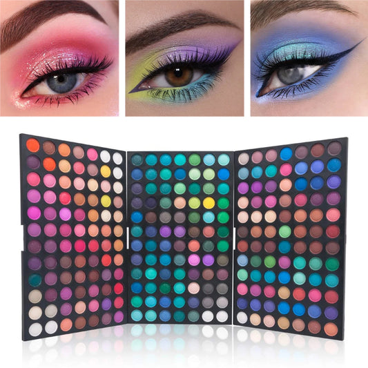 252-Color Eyeshadow Palette – Matte, Shimmer & Metallic Shades with Brush Option