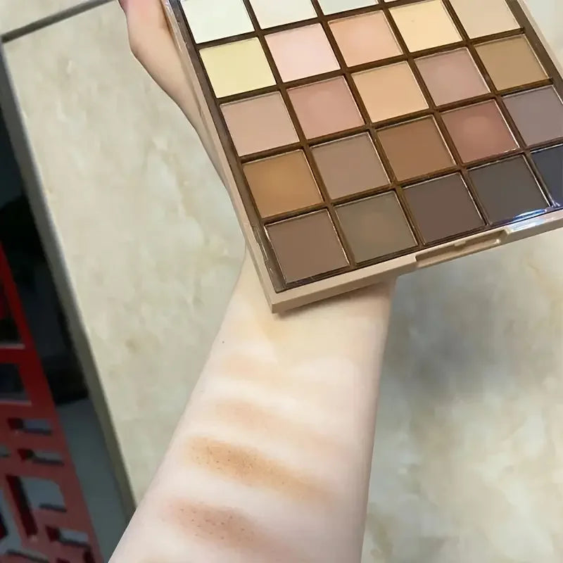 25-Color Matte & Shimmer Eyeshadow Palette - High Pigment Drag Queen Nude Browns