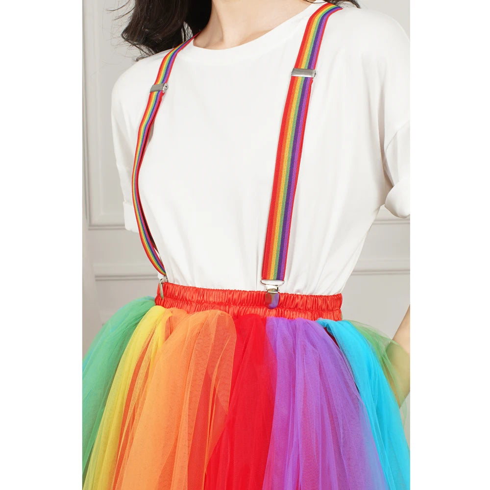 Rainbow Tulle Suspender Skirt – Drag Queen Pride Tutu