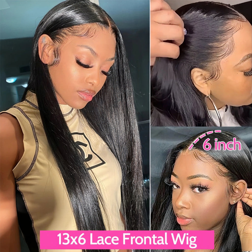 "Pick Your Coverage" Straight HD Lace Frontal Wig – 13x4 or 13x6, Pre-Plucked, 18–32"
