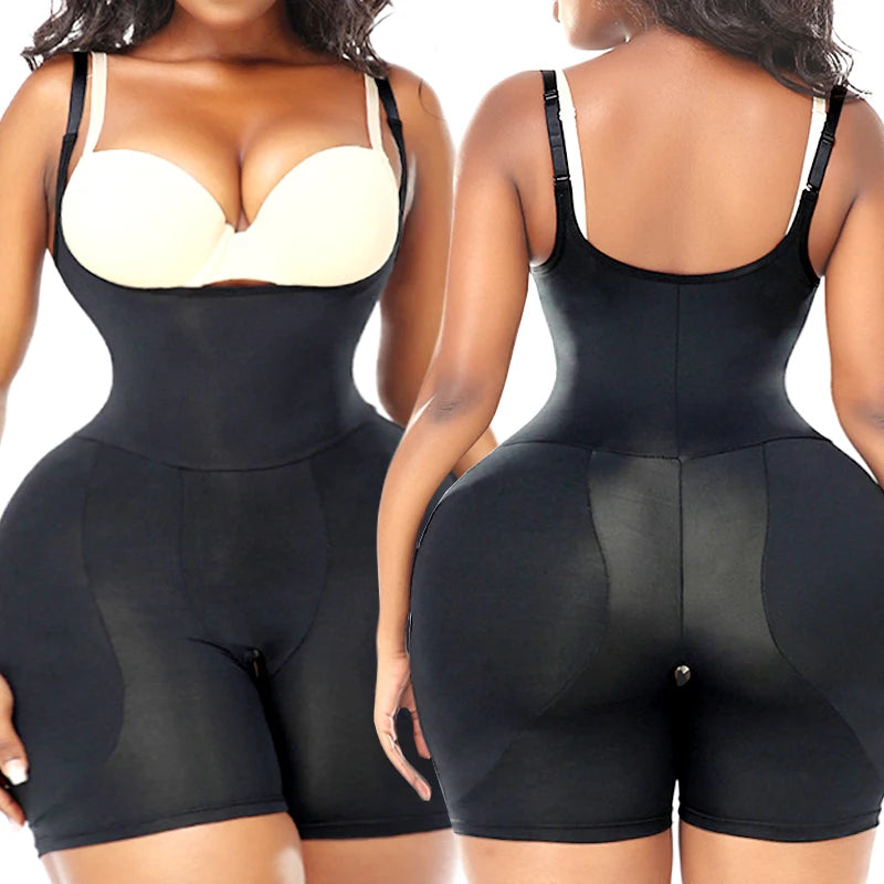 Ultimate Full Body Shaper - Padded Butt Lifter Bodysuit with Removable Hip Pads