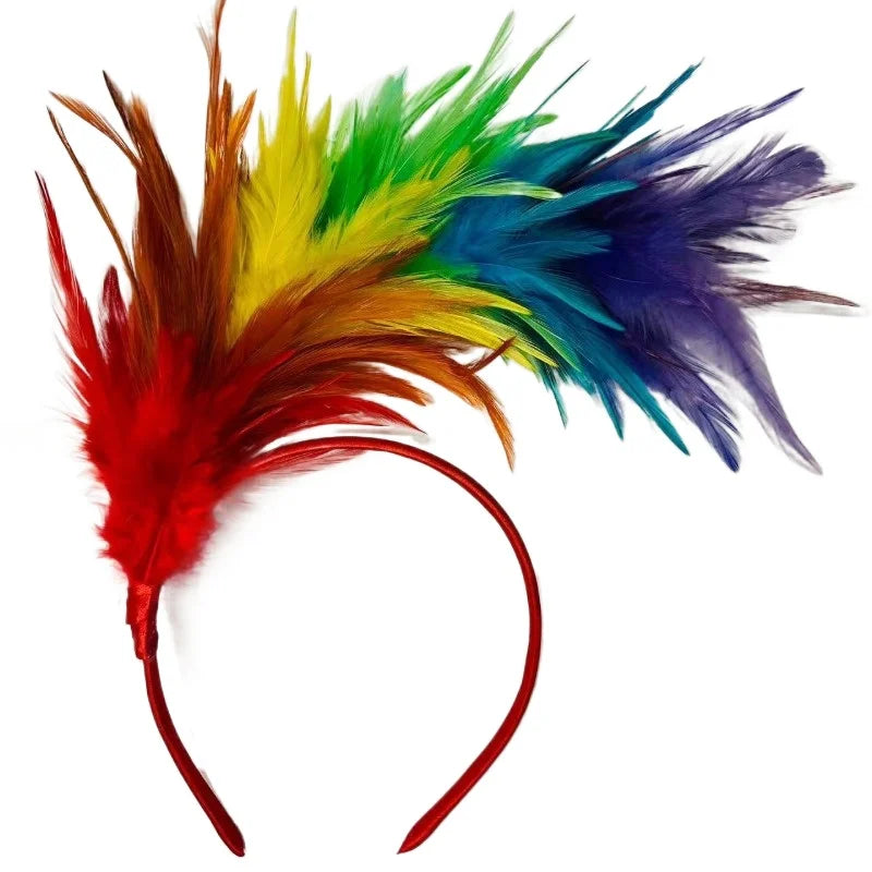 Rainbow Feather Headband – Drag Queen & Pride Hair Accessory