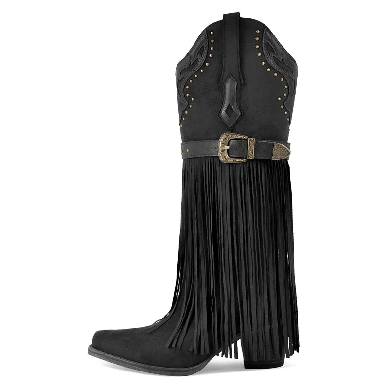 Whiplash Fringe Rodeo Boots – Denim Drag Cowgirl Fantasy