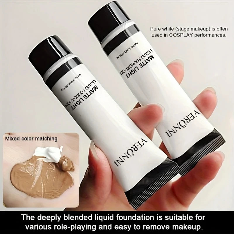 White Matte Liquid Foundation – Full Coverage for Stage, Cosplay & Drag
