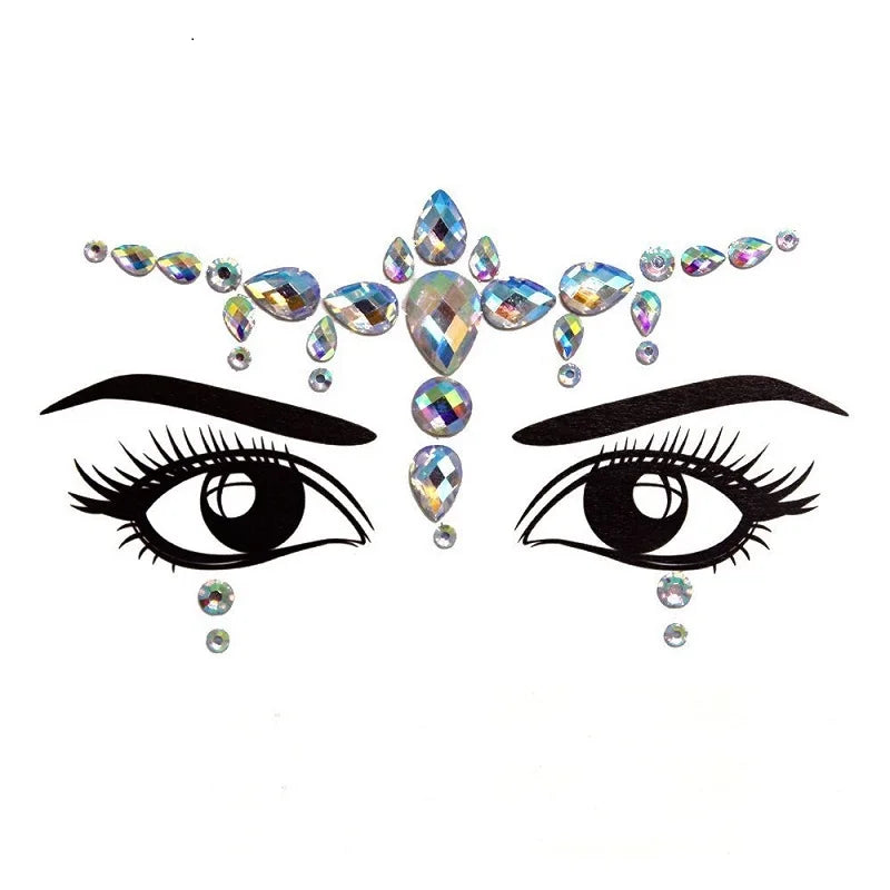 3D Rhinestone Face Jewels & Crystal Festival Stickers