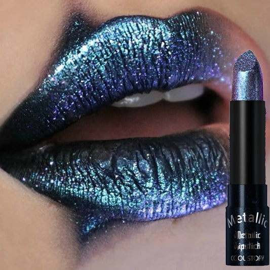 Metallic Glitter Lipstick | Diamond Pearlescent Finish | 15 Shades