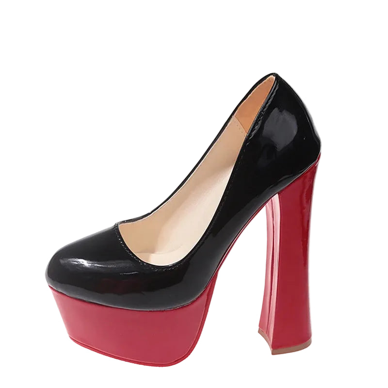 16.5cm Chunky Platform Pump – Color Block Drag Heels | Sizes EU 35–50