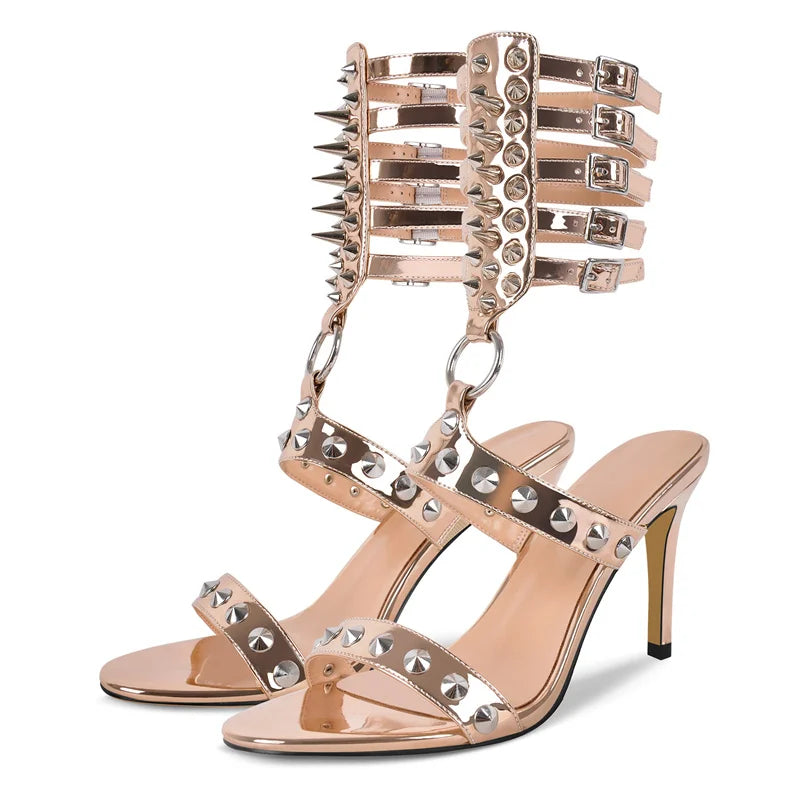 Steel & Stilettos – Spiked Gladiator Drag Heels (US 5–15)