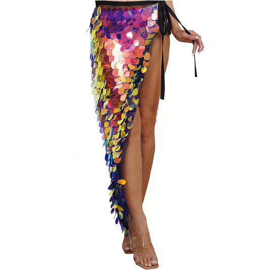 Sequin Paillette Fringe Wrap Skirt – Drag Queen Stage & Festival Skirt