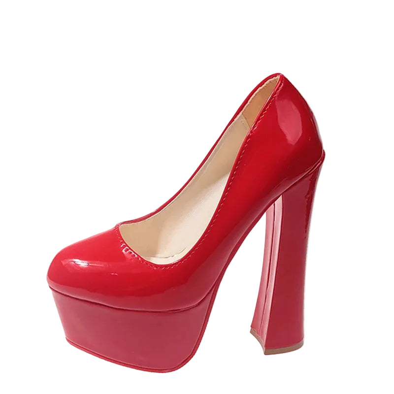 16.5cm Chunky Platform Pump – Color Block Drag Heels | Sizes EU 35–50