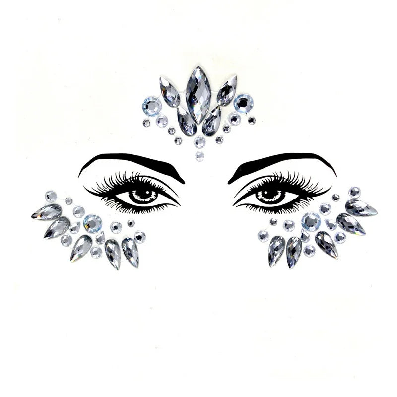 3D Rhinestone Face Jewels & Crystal Festival Stickers