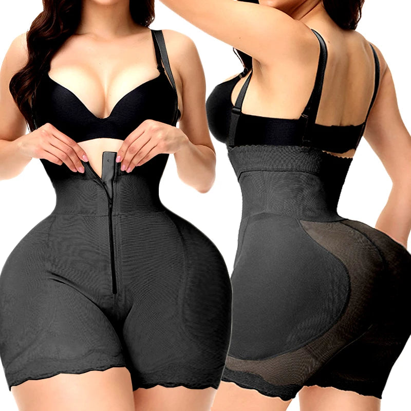 Ultimate Full Body Shaper - Padded Butt Lifter Bodysuit with Removable Hip Pads