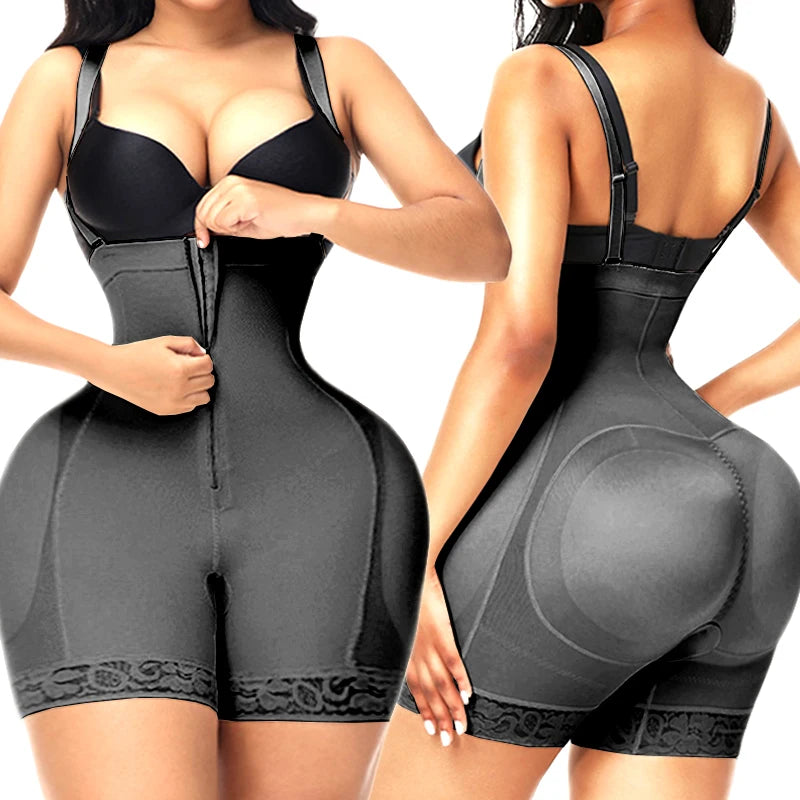 Ultimate Full Body Shaper - Padded Butt Lifter Bodysuit with Removable Hip Pads