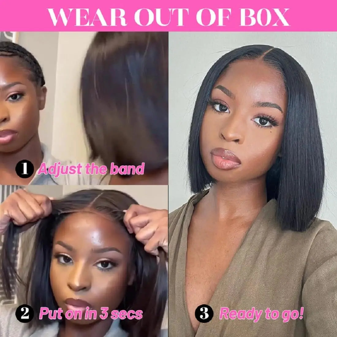 "Bone to Be Bad" Bone Straight Bob Wig – 7x5 Lace, Pre-Cut & Pre-Plucked, Glueless