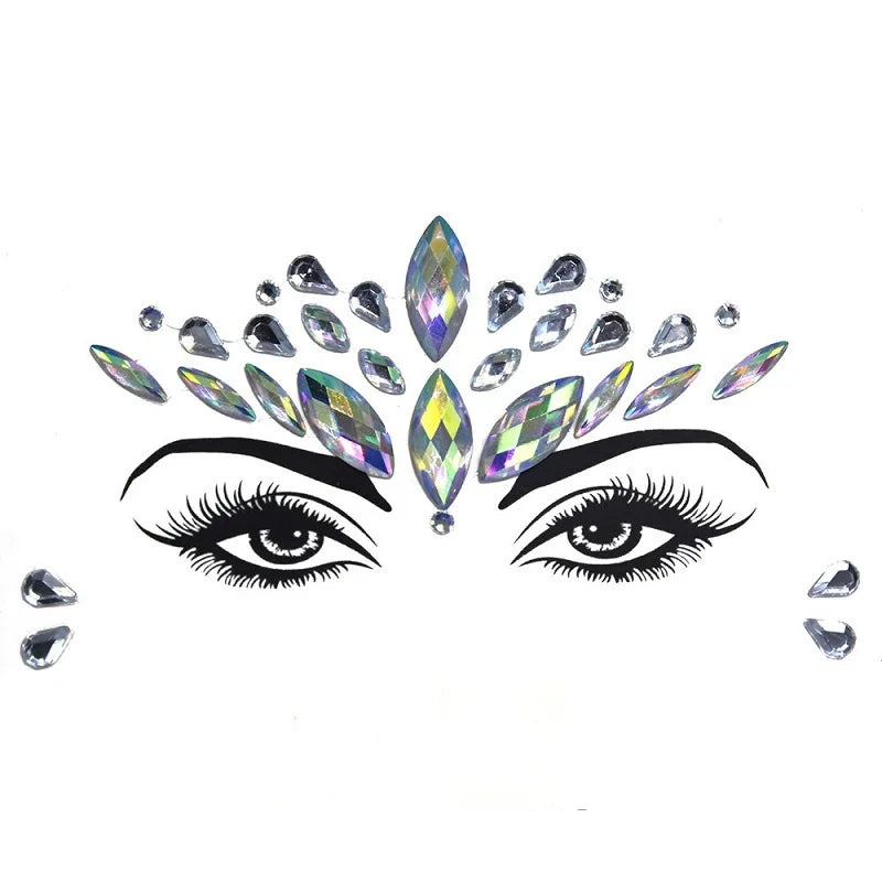 3D Rhinestone Face Jewels & Crystal Festival Stickers