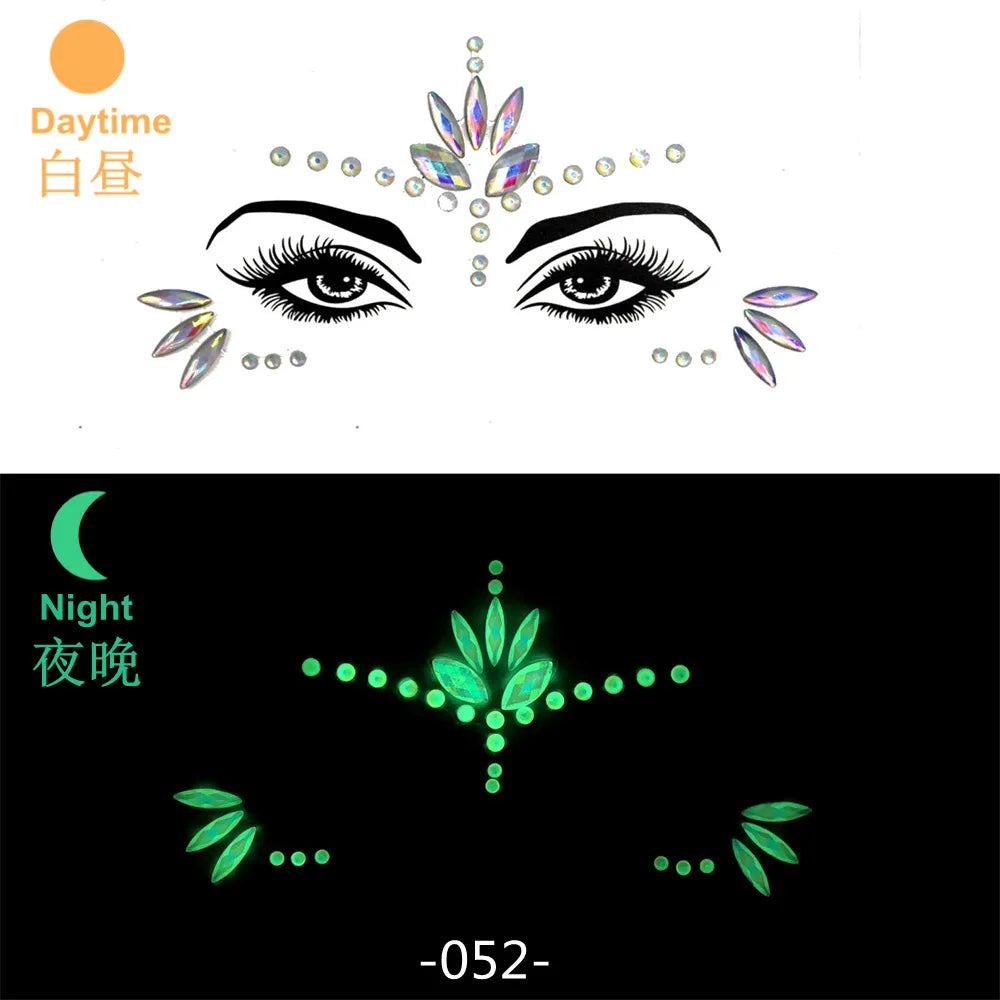 3D Rhinestone Face Jewels & Crystal Festival Stickers