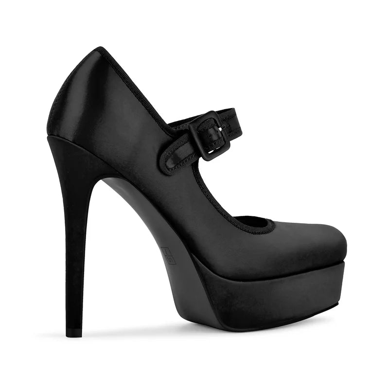 Satin Mary Jane Platform Stiletto Heels