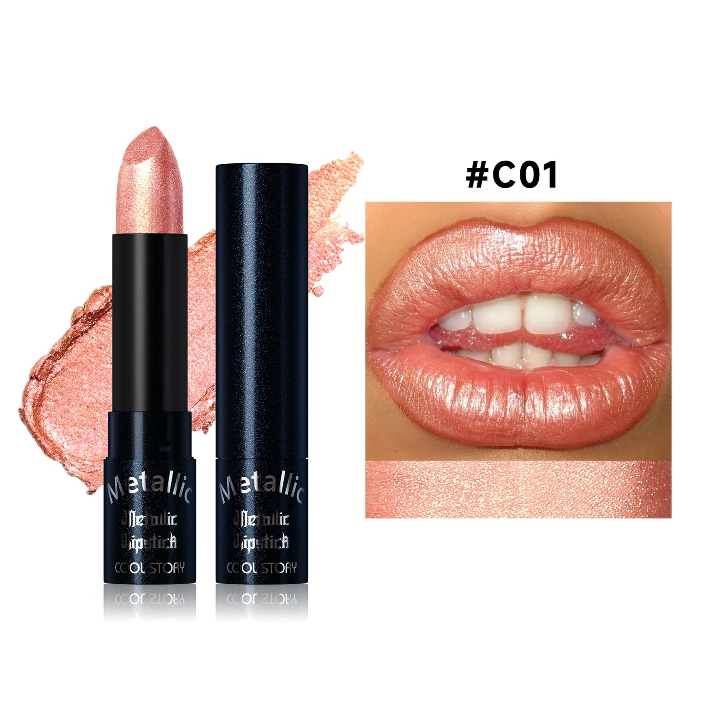 Metallic Glitter Lipstick | Diamond Pearlescent Finish | 15 Shades