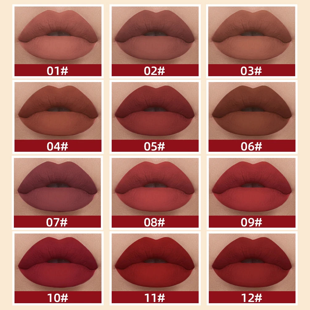 Velvet Matte Liquid Lipstick – 24 Shades, Waterproof Non-Stick Long-Lasting Lip Gloss