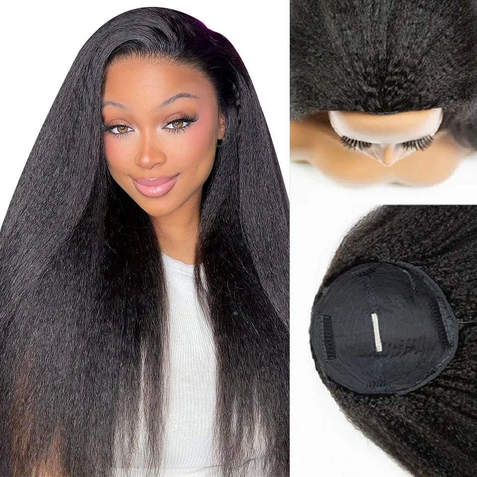 "Straight But Make It Fierce" Kinky Straight Human Hair Half Wig – Glueless, 3-in-1 Install