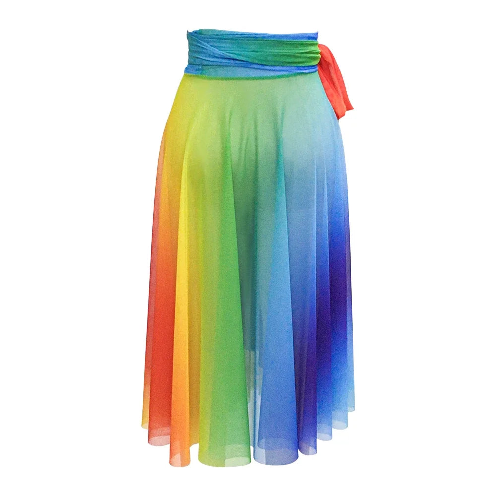 Rainbow Lace Mesh Pride Performance Dress | Lace-Up Back | Dance, Drag & Festival | One Size or Custom