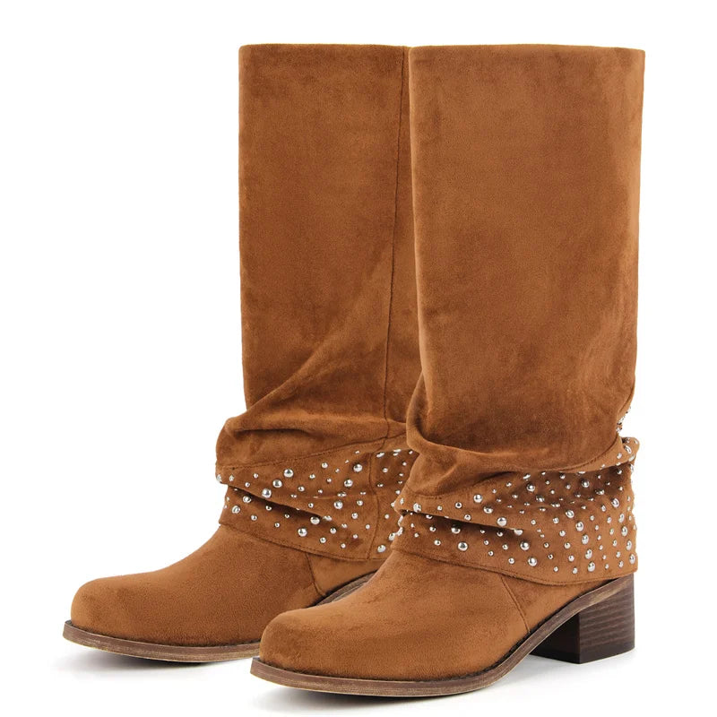 Slouch & Sparkle Studded Boots – Slay-Back Drag Cowgirl Boots