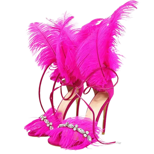 Feather Drama High Heel Sandals