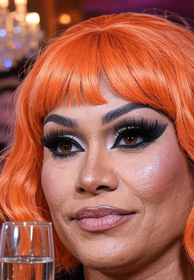 Vibrant Short Wavy Orange Wig with Bangs - Drag Queen Essential