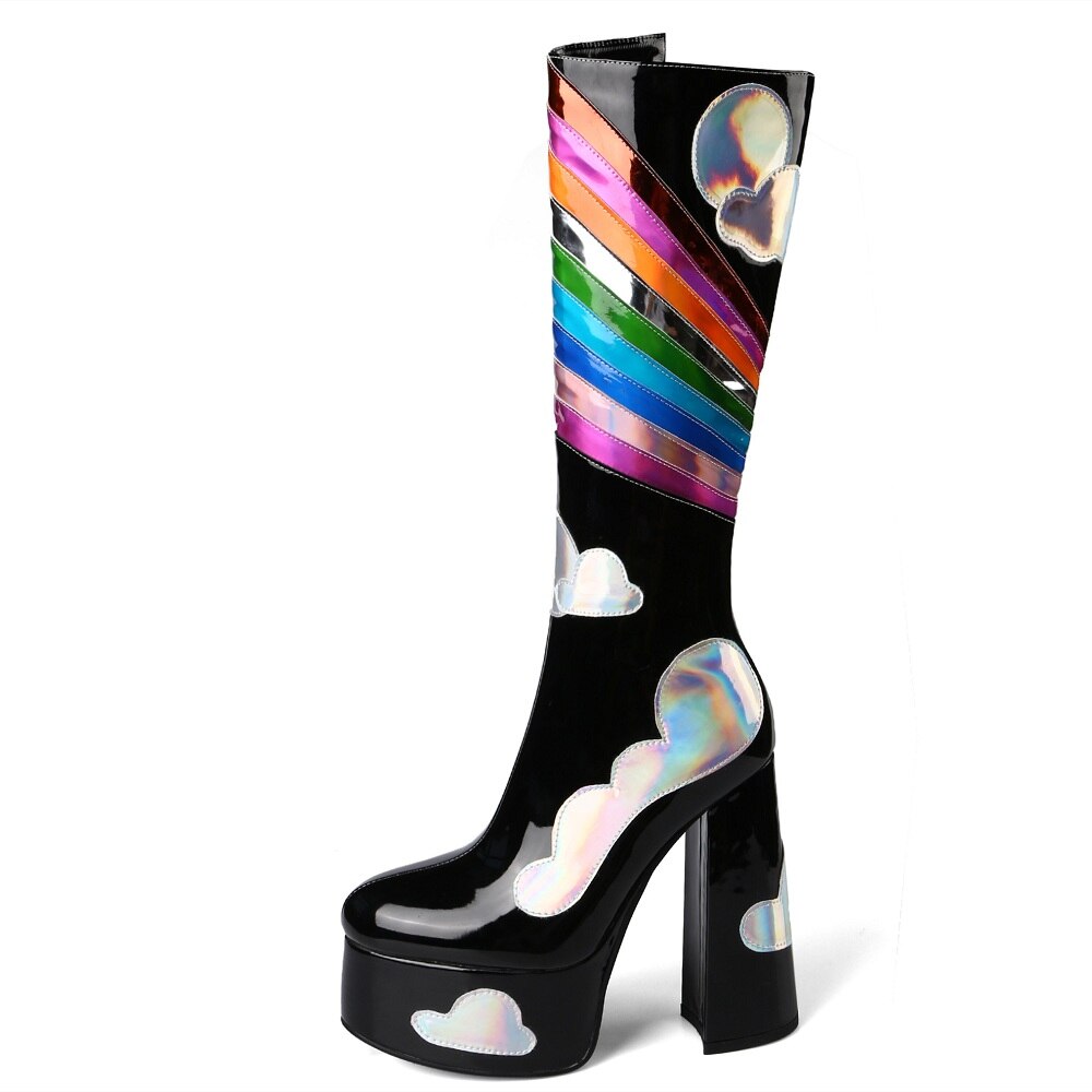 Knee High Rainbow Platform Boots
