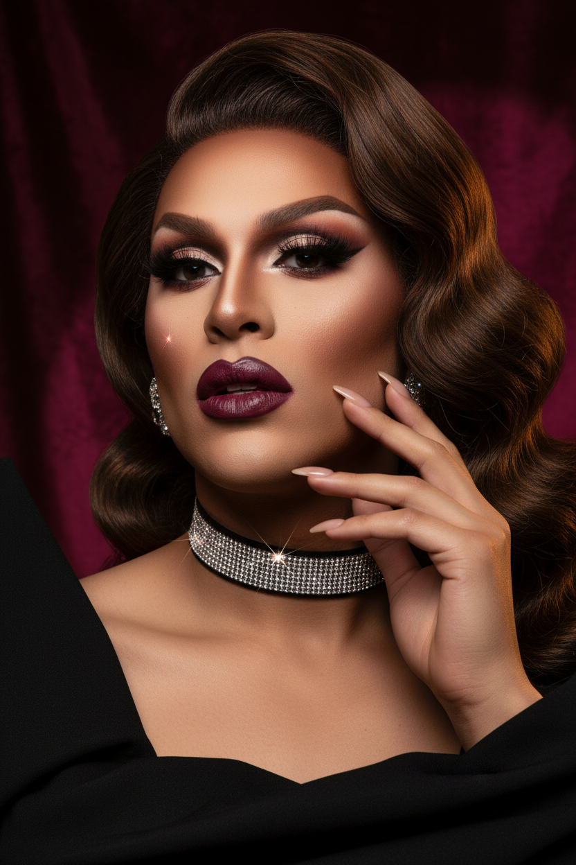 Editorial Lifestyle - Drag Queen with Miss Fortune Choker Close-up