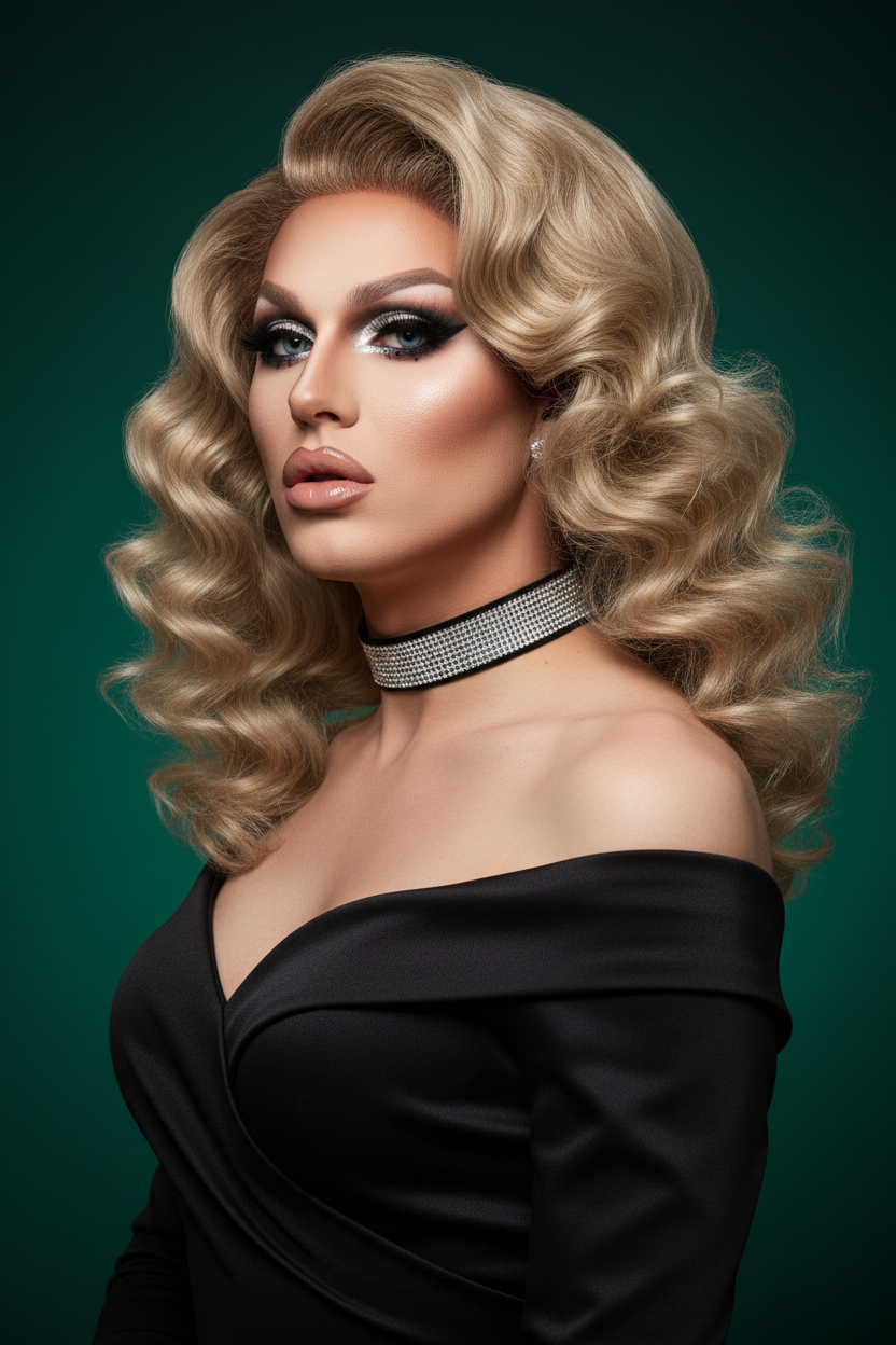 Editorial Lifestyle - Drag Queen with Miss Fortune Rhinestone Choker