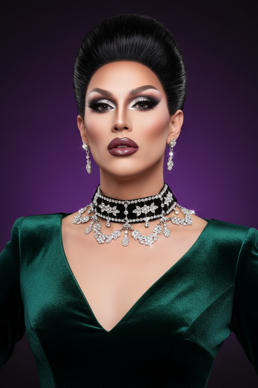 Editorial Lifestyle - Drag Queen with Penny Talloons Crystal Choker
