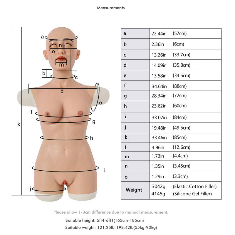 Breast Forms Half Silicone Bodysuit With Attached Mask