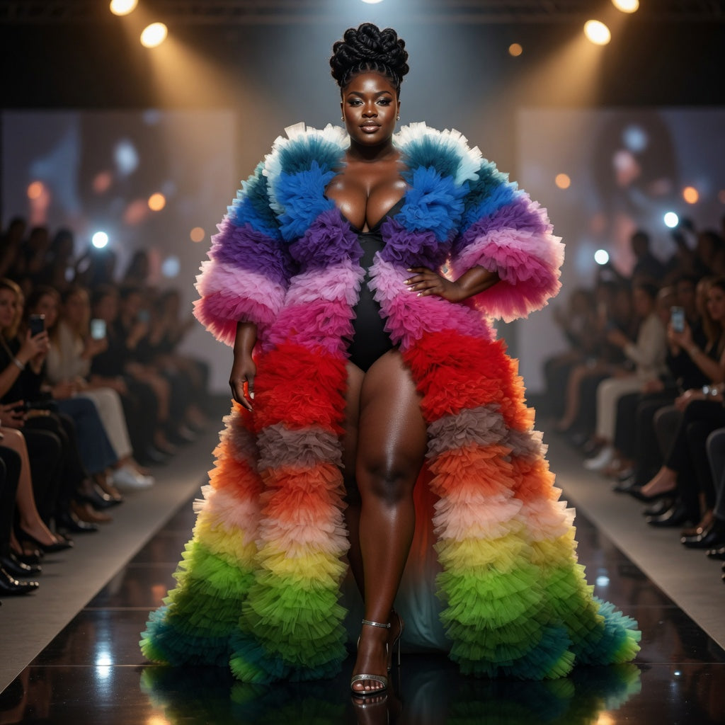 Colorful Ruffle Tulle Statement Jacket – Drag Queen Stage Coat