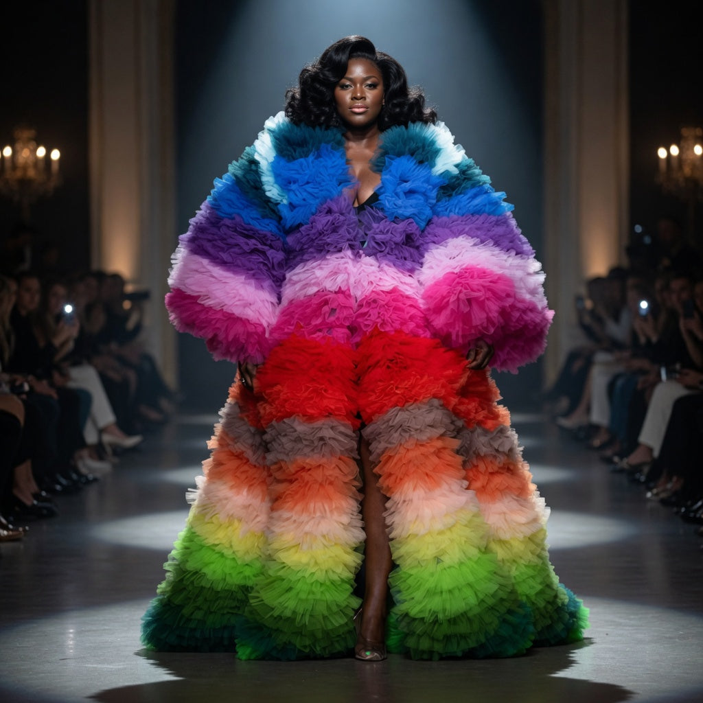 Colorful Ruffle Tulle Statement Jacket – Drag Queen Stage Coat