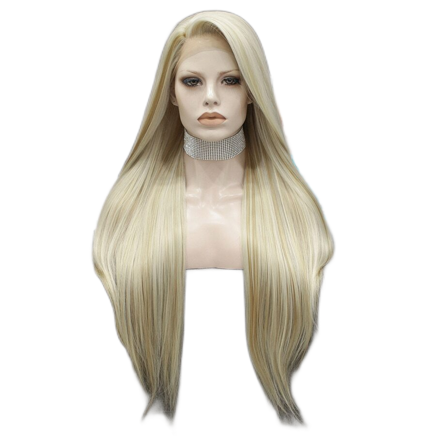 Lace Front Blonde Highlights Straight Wig