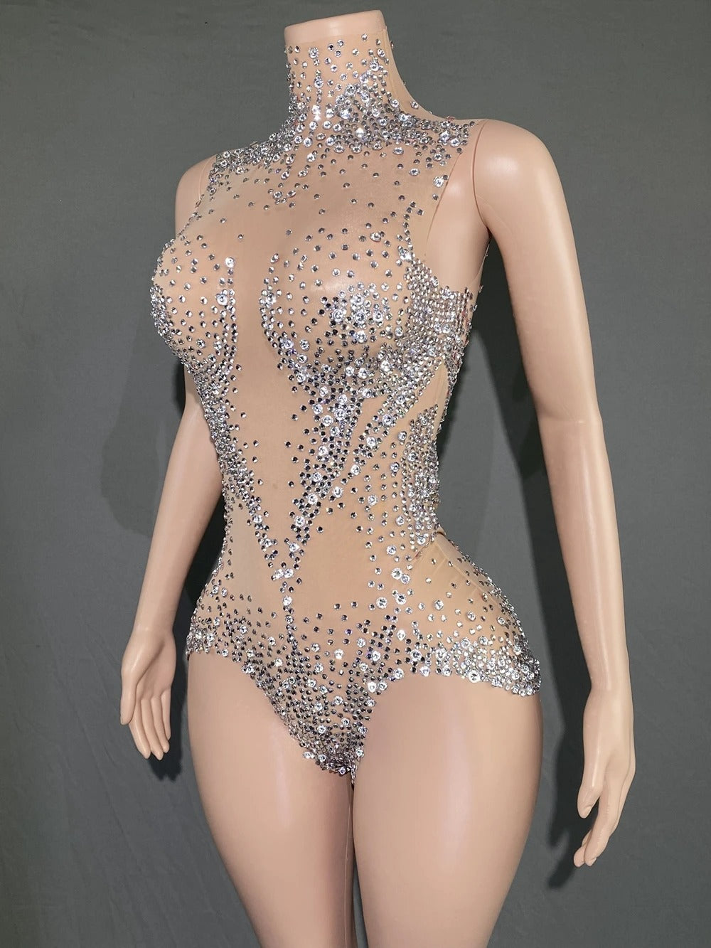 SLAY THE STAGE! ✨ Dazzling Rhinestone Illusion Jumpsuit - The Ultimate Drag Queen Glamour!
