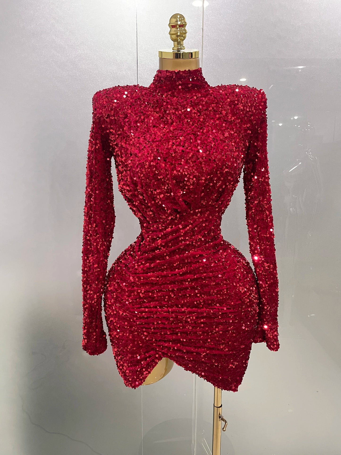 Ruby Stunner Sequin Sculpt Dress
