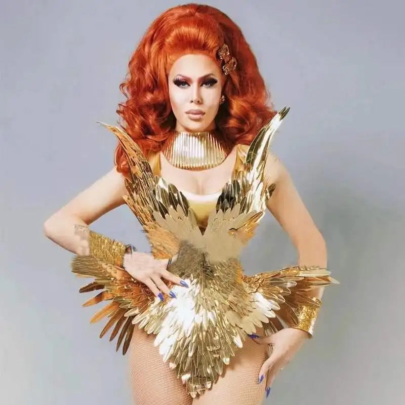 The Golden Hour Drag Queen Feather Bodysuit