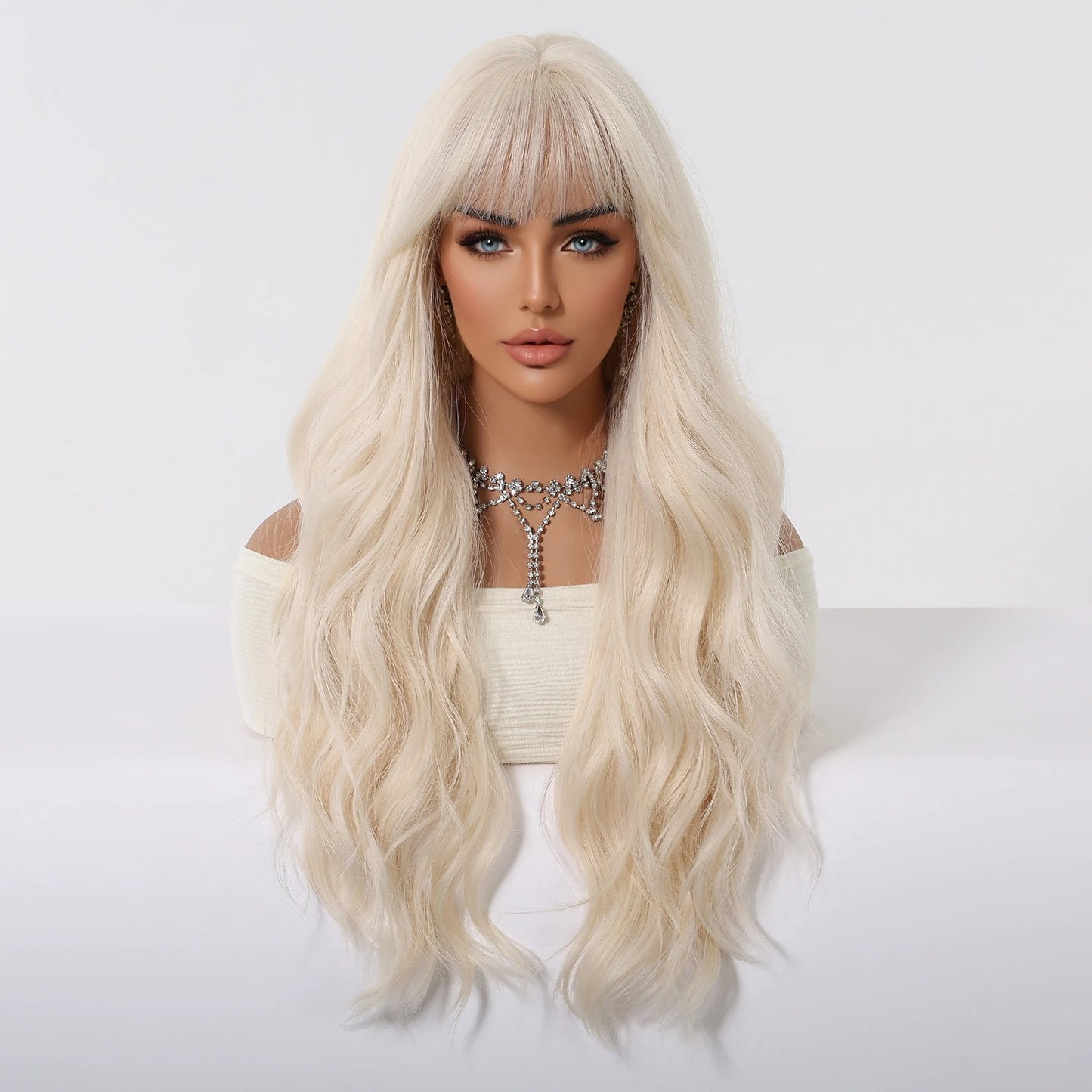 Platinum Power Wig – 26" of Drama, Bangs, and Brilliance
