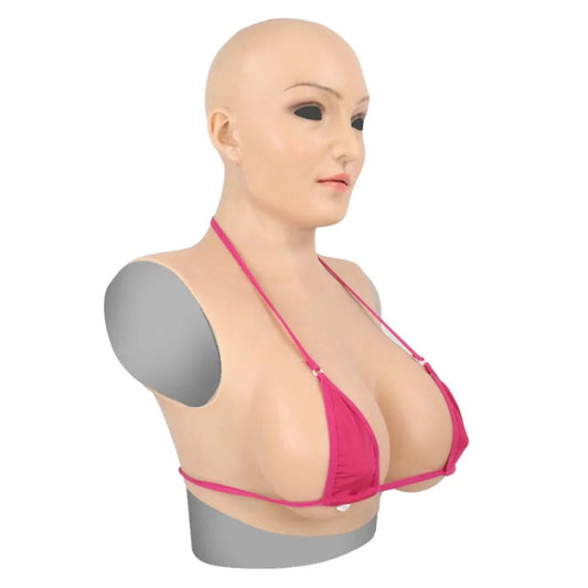 Fierce Femme Fantasy: E-G Cup Face Mask with Silicone Breast Forms