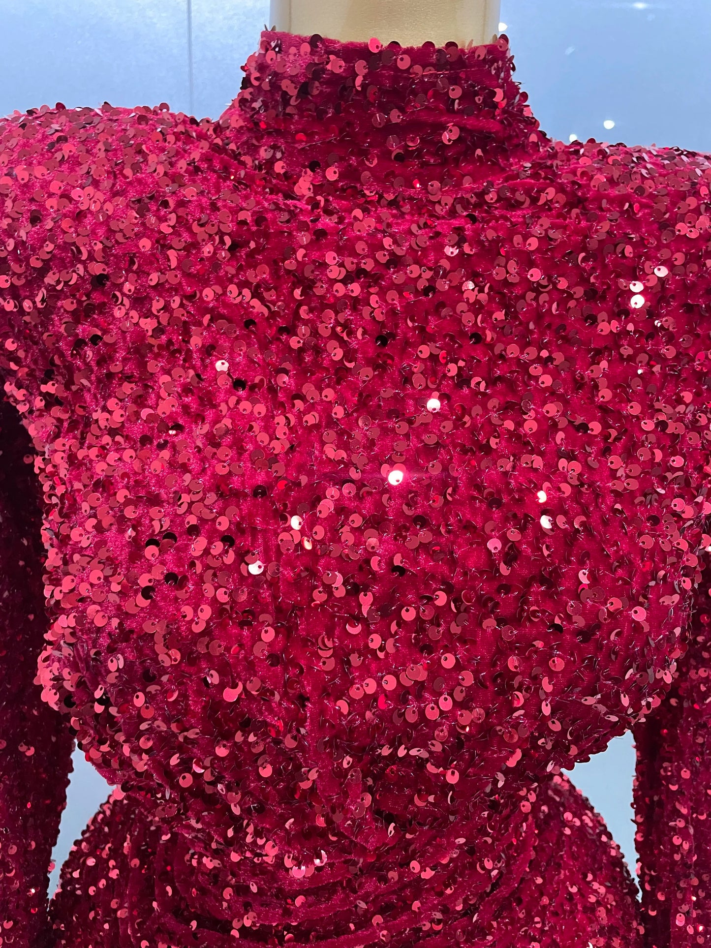 Ruby Stunner Sequin Sculpt Dress