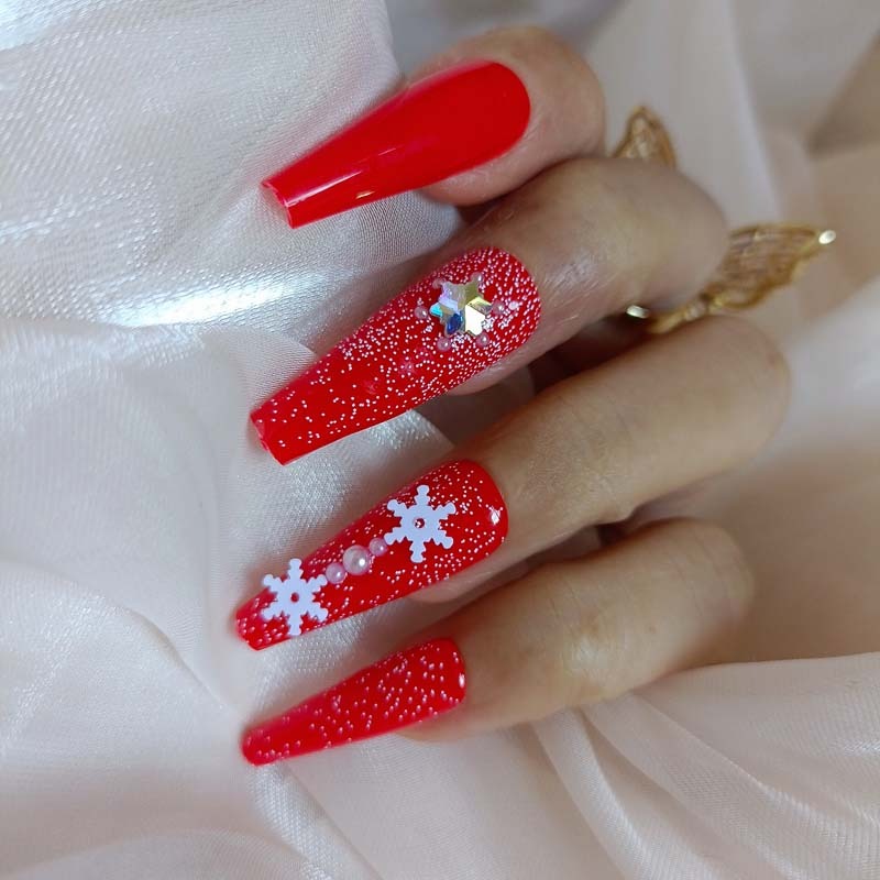 Christmas Queen Snowflake Faux Nails