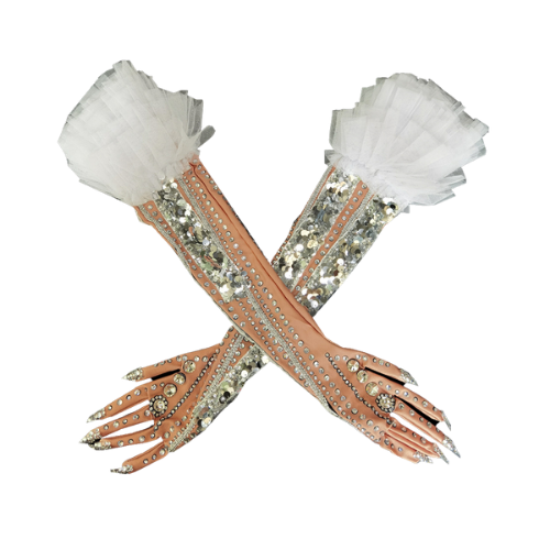 Ruffles Crystal Gloves