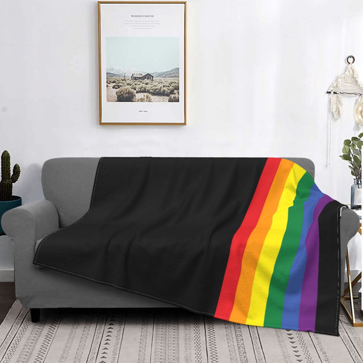 LGBT Gay Pride Rainbow Flannel Throw Blanket